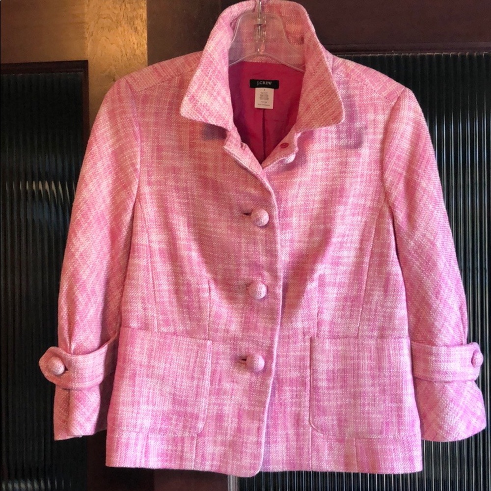 J-Crew Pink & Ivory Waverly Tweed Jacket (NWOT)